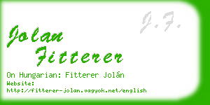 jolan fitterer business card